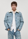 Mango Chaqueta denim borreguito - Azul medio vintage