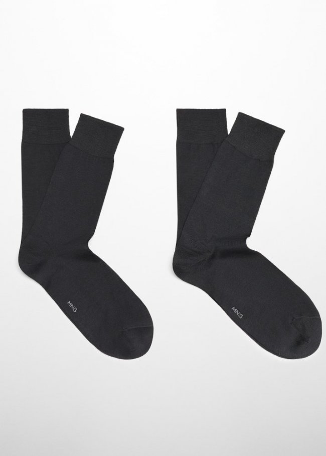 Mango Pack 2 calcetines algodón largos - Negro