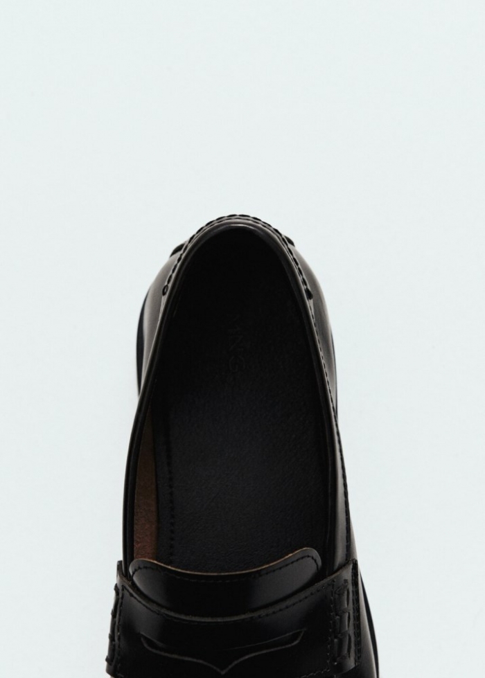Mango Mocasín antifaz piel antic - Negro