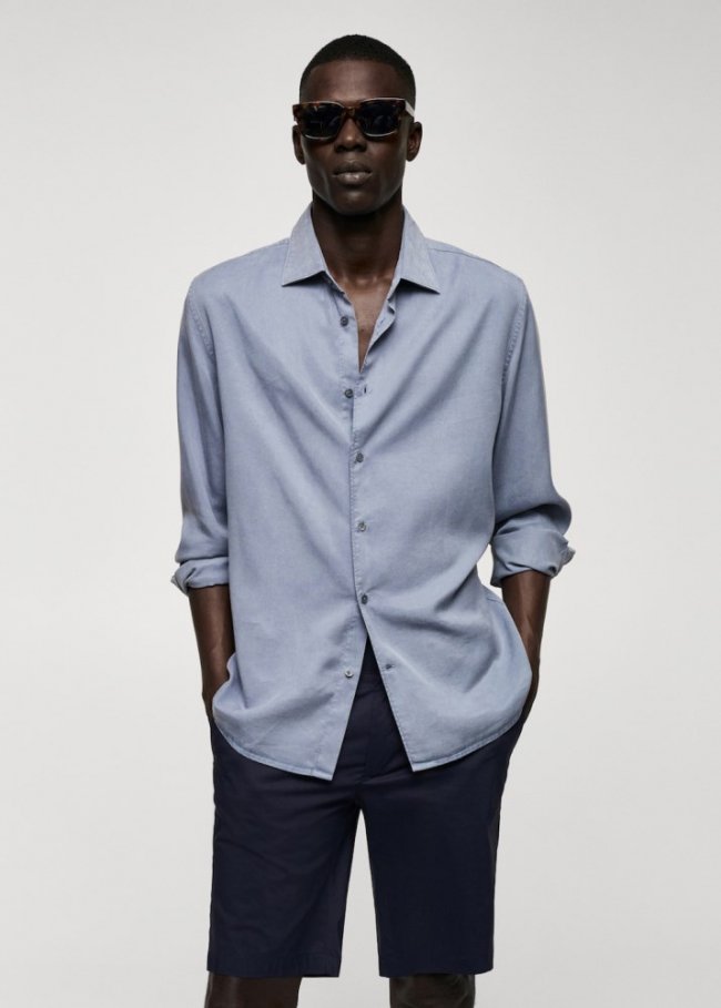 Mango Camisa fluida lyocell - Gris antracita