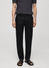 Mango Pantalón 100% lino slim fit - Negro