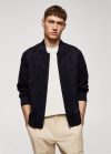 Mango Cazadora bomber efecto ante - Azul marino
