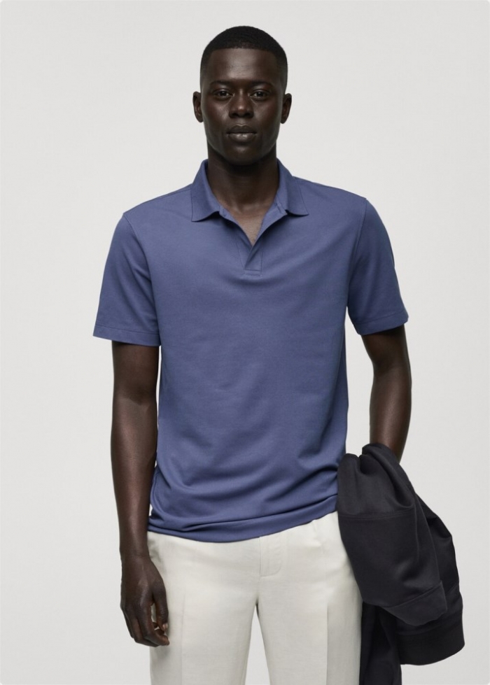 Mango Polo slim fit algodón piqué - Azul indigo