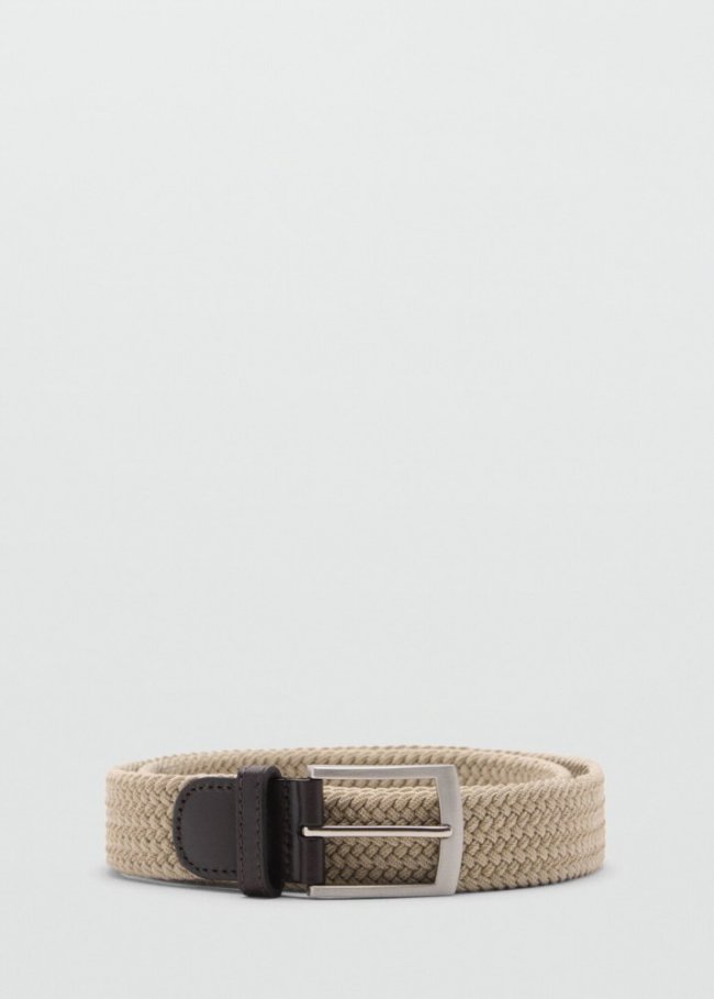 Mango Cinturón trenzado elástico - Beige