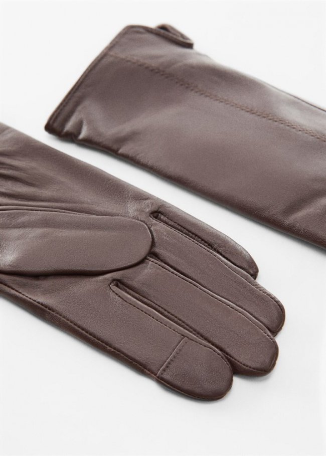 Mango Guantes piel - Marrón
