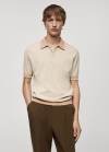 Mango Polo punto algodón cremallera - Beige