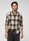 Mango Camisa regular fit franela cuadros - Crudo