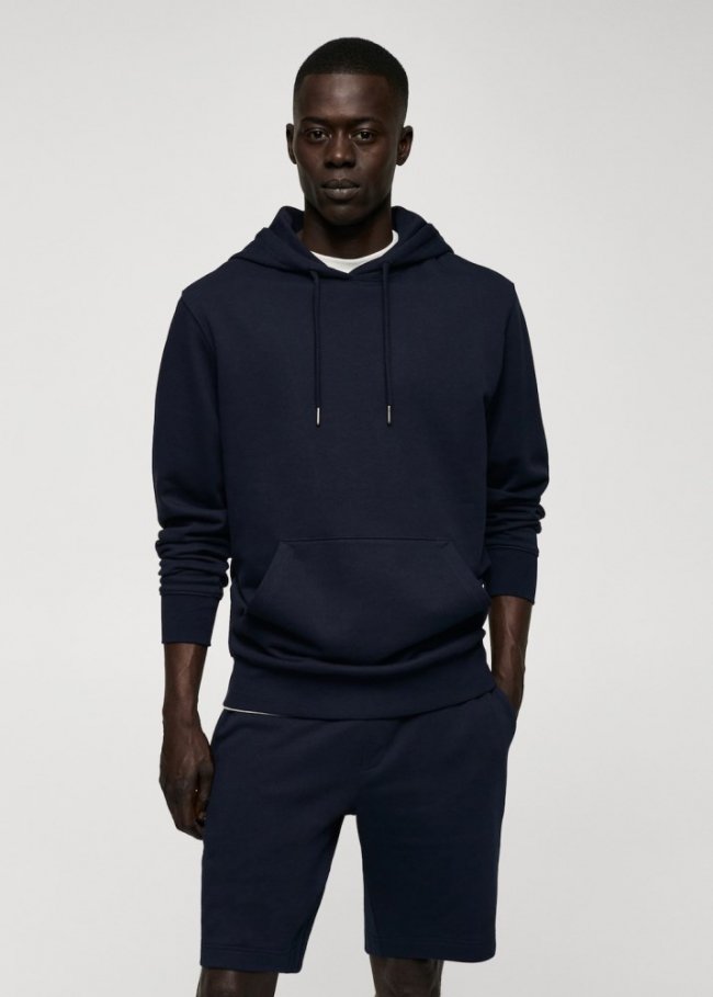 Mango Sudadera algodón capucha - Azul marino