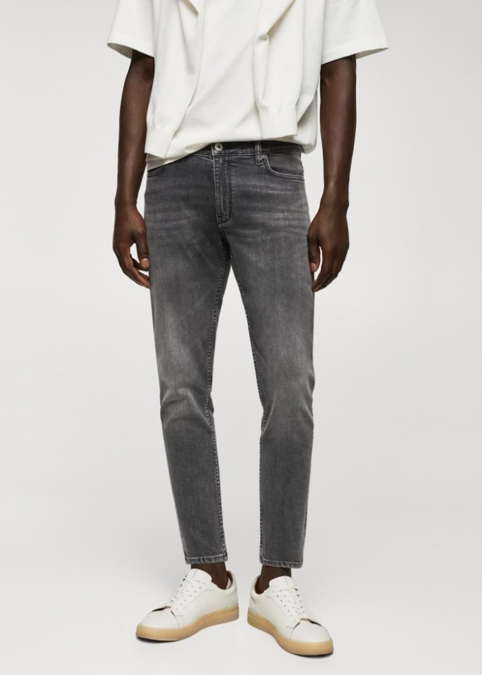 Mango Jeans Tom tapered cropped - Gris oscuro