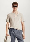 Mango Camiseta 100% lino cuello panadero - Beige