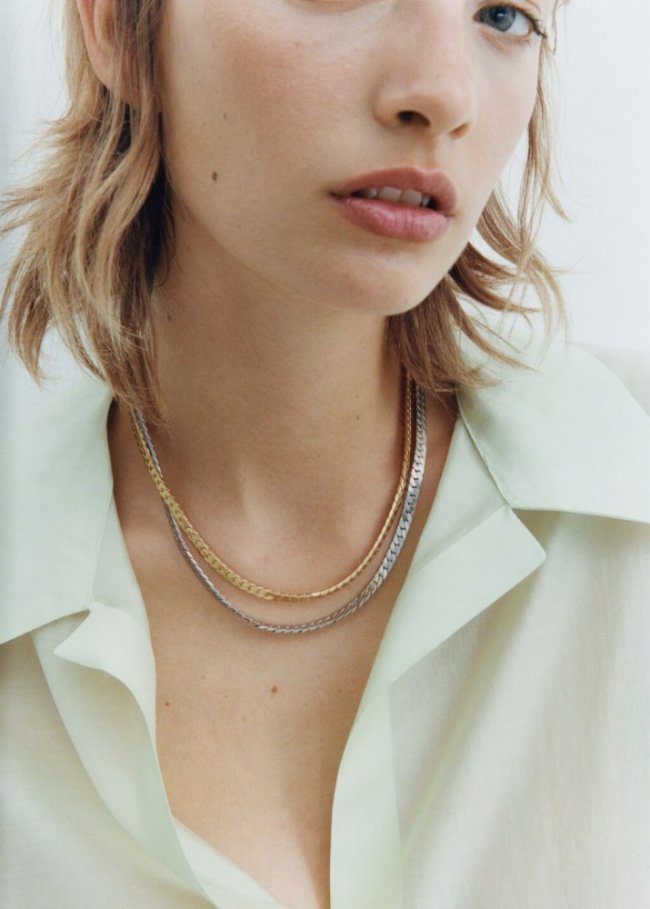 Mango Collar cadena plana - Oro