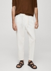 Mango Pantalón slim fit lino cordón - Blanco