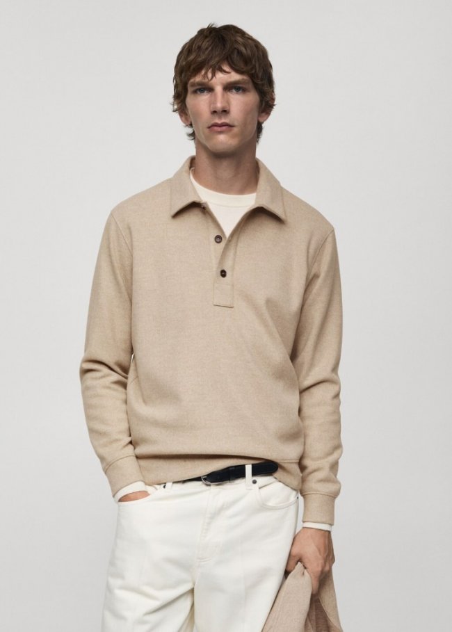 Mango Polo regular fit tejido sudadera - Arena