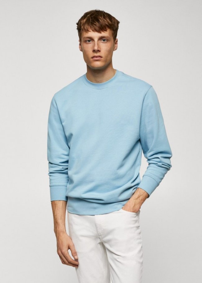 Mango Sudadera básica 100% algodón - Verde agua