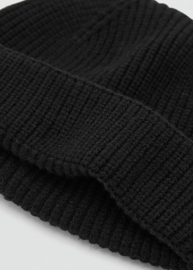 Mango Gorro punto canalé - Negro
