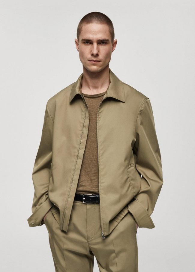 Mango Chaqueta bomber cremallera - Khaki