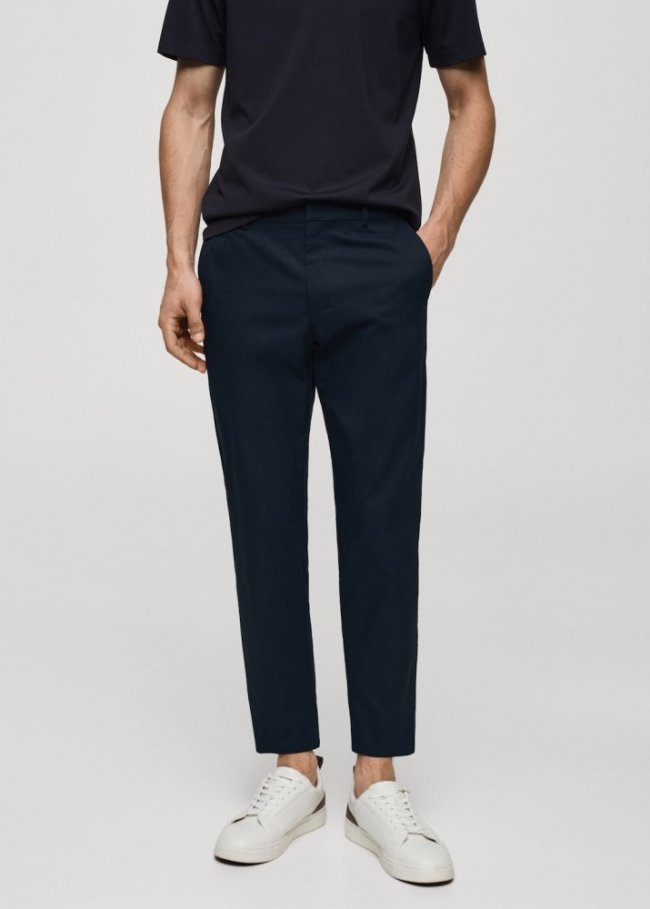 Mango Pantalón slim fit tejido técnico - Azul marino oscuro