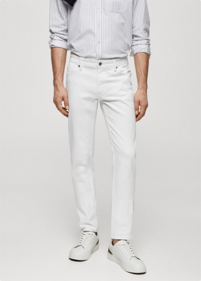 Mango Jeans Jan slim fit - Blanco