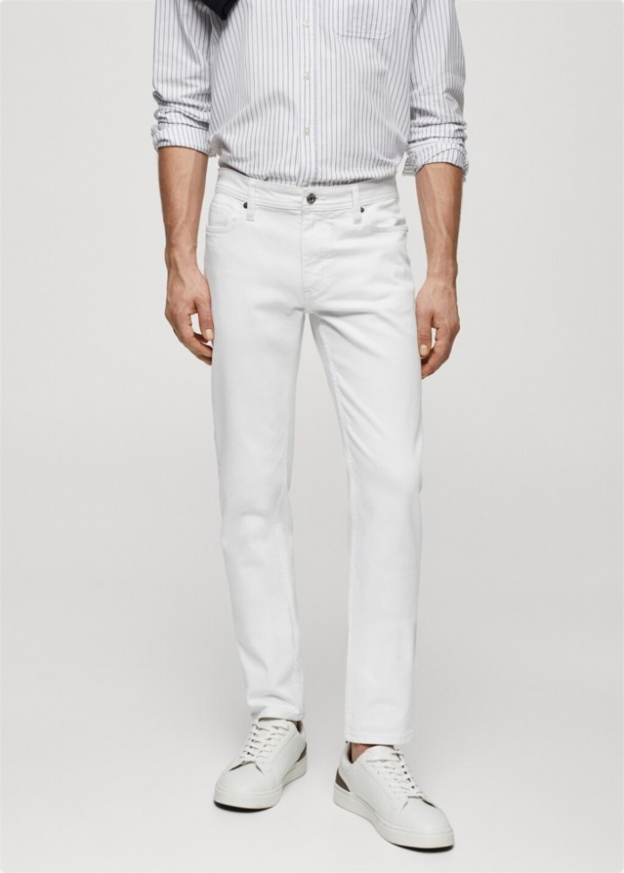 Mango Jeans Jan slim fit - Blanco