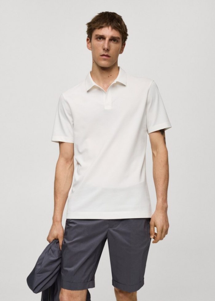 Mango Polo slim fit algodón piqué - Crudo