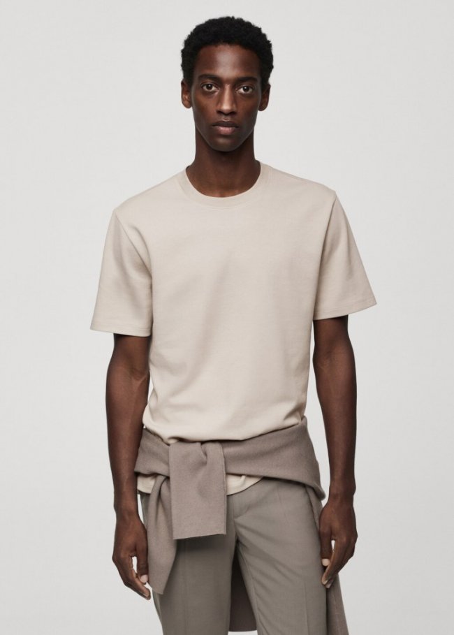 Mango Camiseta algodón transpirable - Gris hielo