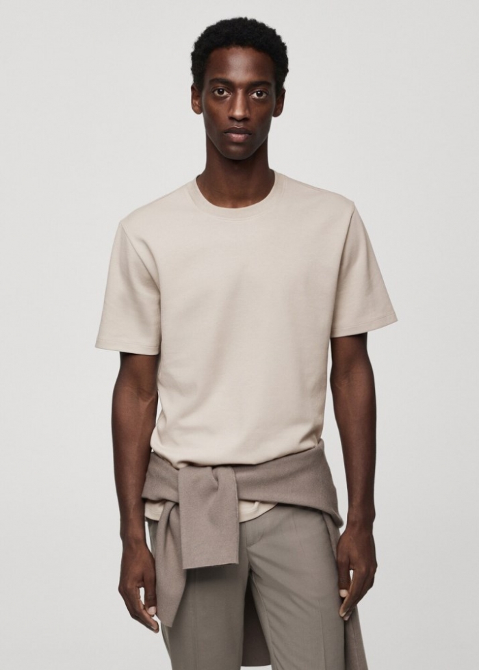 Mango Camiseta algodón transpirable - Gris hielo