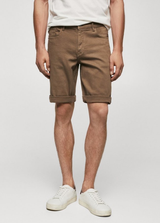 Mango Bermudas vaqueras slim fit - Marrón