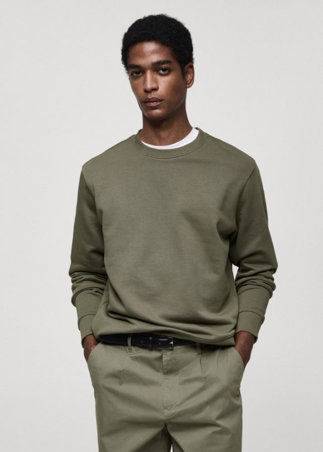 Mango Sudadera regular fit 100% algodón - Verde medio