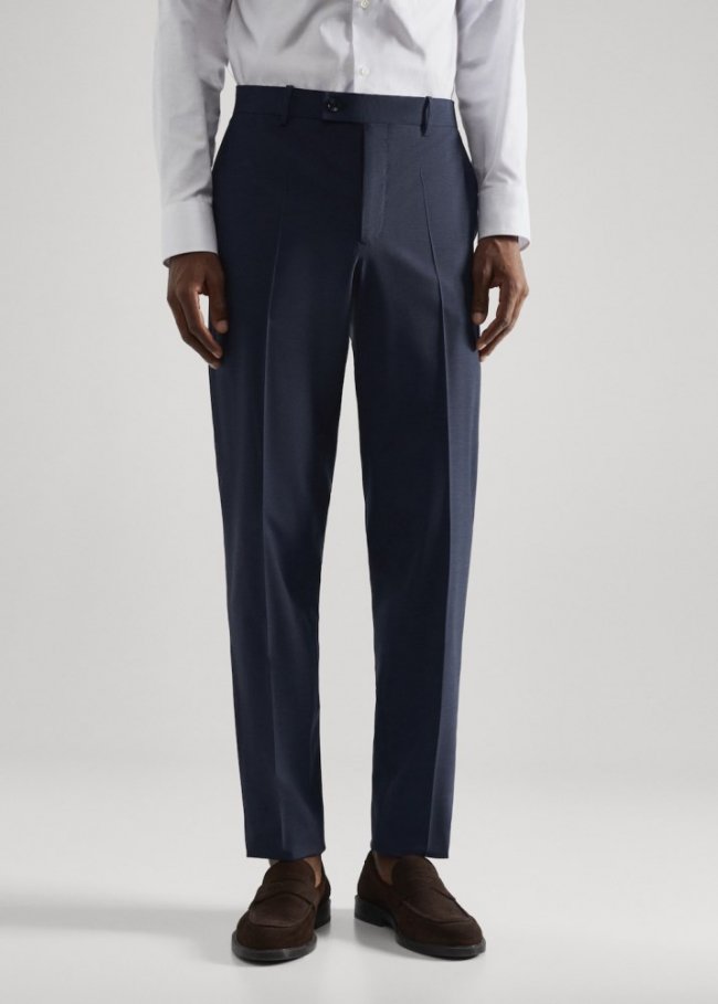 Mango Pantalón traje slim fit lana - Azul tinta