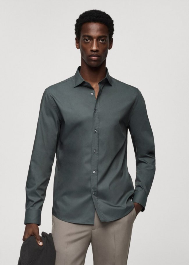 Mango Camisa algodón Coolmax® - Verde
