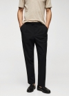 Mango Pantalón regular fit algodón pinzas - Negro