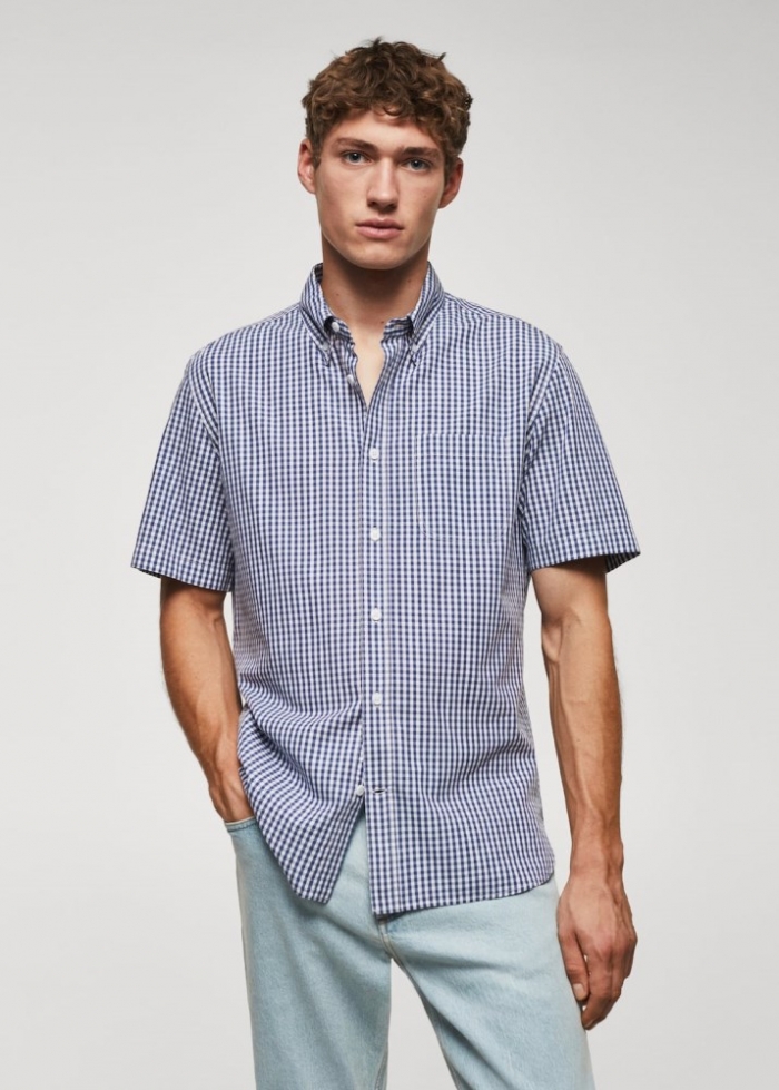 Mango Camisa 100% algodón estampada - Azul marino