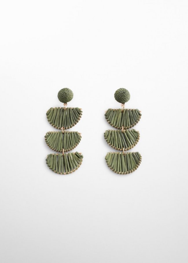 Mango Pendientes largos rafia - Verde