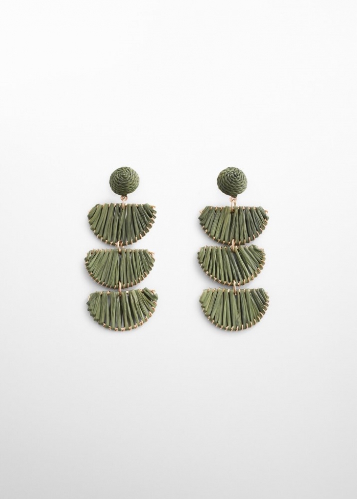 Mango Pendientes largos rafia - Verde