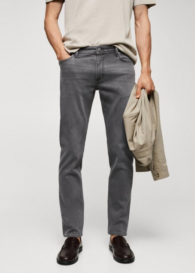 Mango Jeans Jan slim fit - Gris