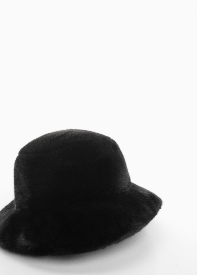 Mango Gorro bucket pelo - Negro