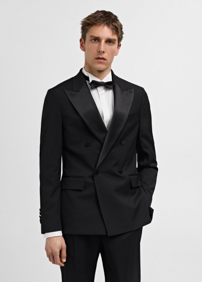 Mango Americana traje slim fit tejido comfort stretch - Negro