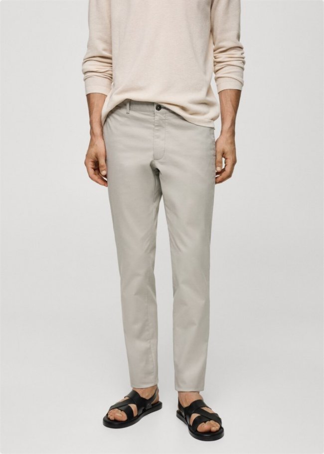 Mango Pantalón chino slim fit sarga - Gris