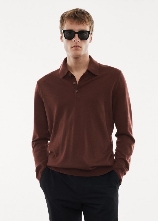 Mango Polo 100% lana merino manga larga - Vino