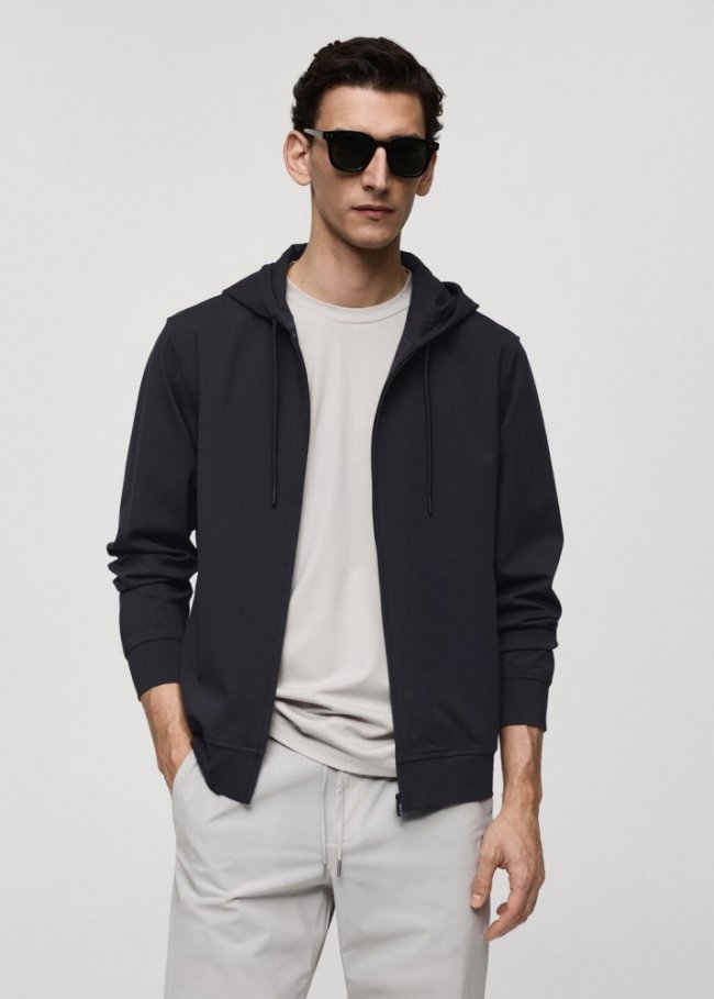 Mango Sudadera capucha tejido técnico - Azul marino oscuro