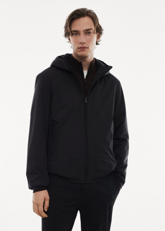 Mango Chaqueta acolchada capucha water-repellent - Negro