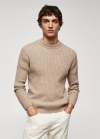 Mango Jersey mezcla lana canalé - Beige