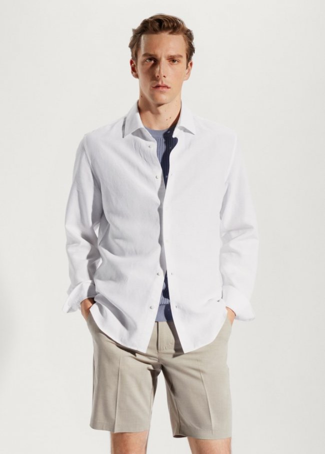 Mango Camisa ligera tencel-lino - Blanco