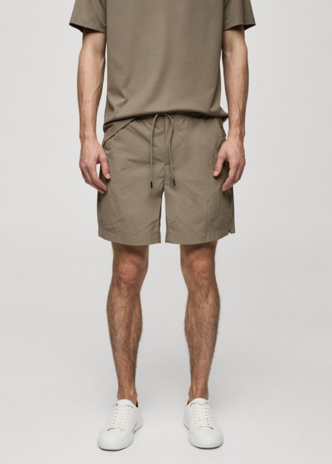 Mango Bermudas water repellent cordón - Khaki