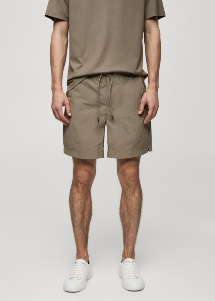 Mango Bermudas water repellent cordón - Khaki