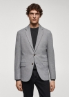 Mango Americana slim fit algodón estructura - Gris