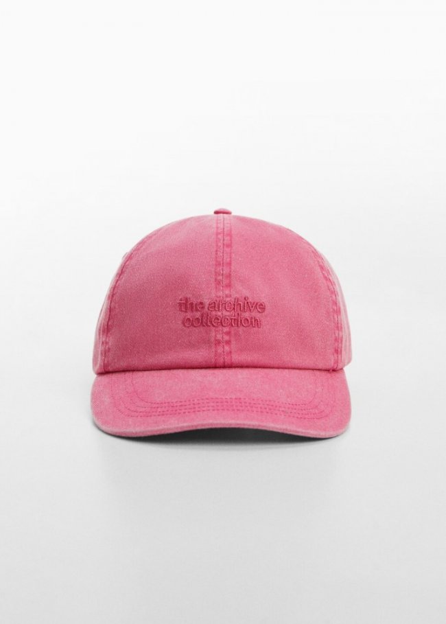 Mango Gorra mensaje bordado - Rosa