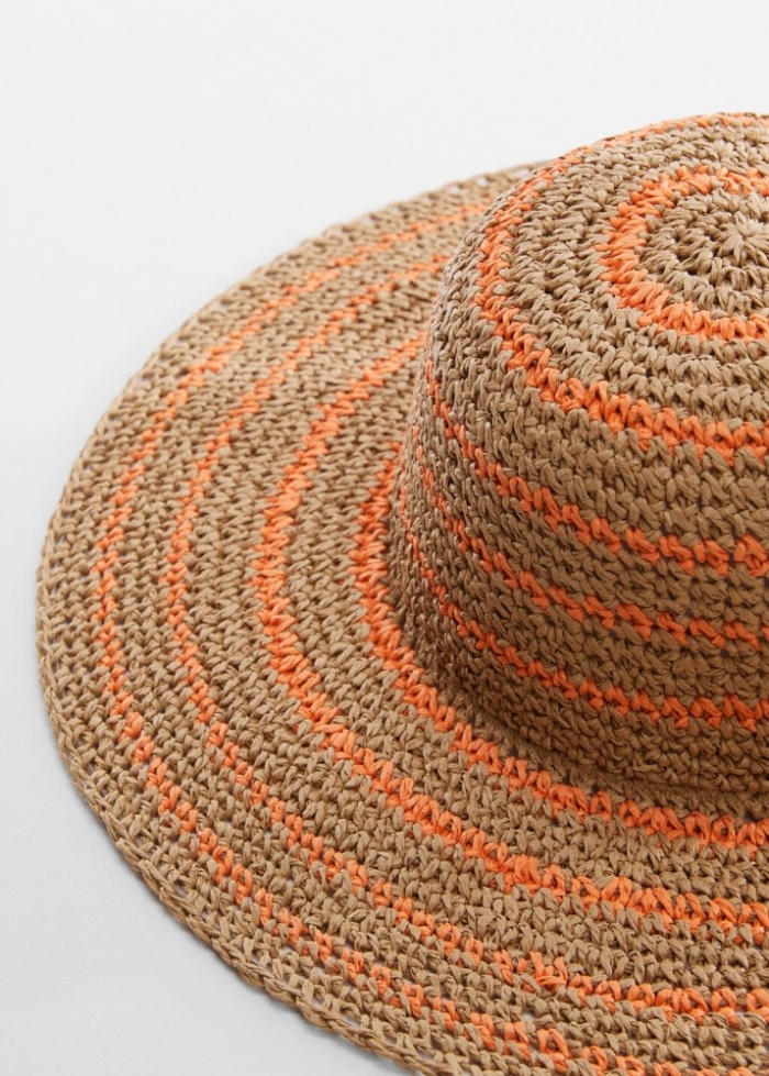 Mango Sombrero fibra natural bicolor - Naranja