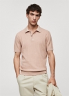 Mango Polo punto algodón calado - Salmón