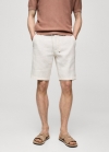 Mango Bermudas 100% lino cordón - Blanco roto